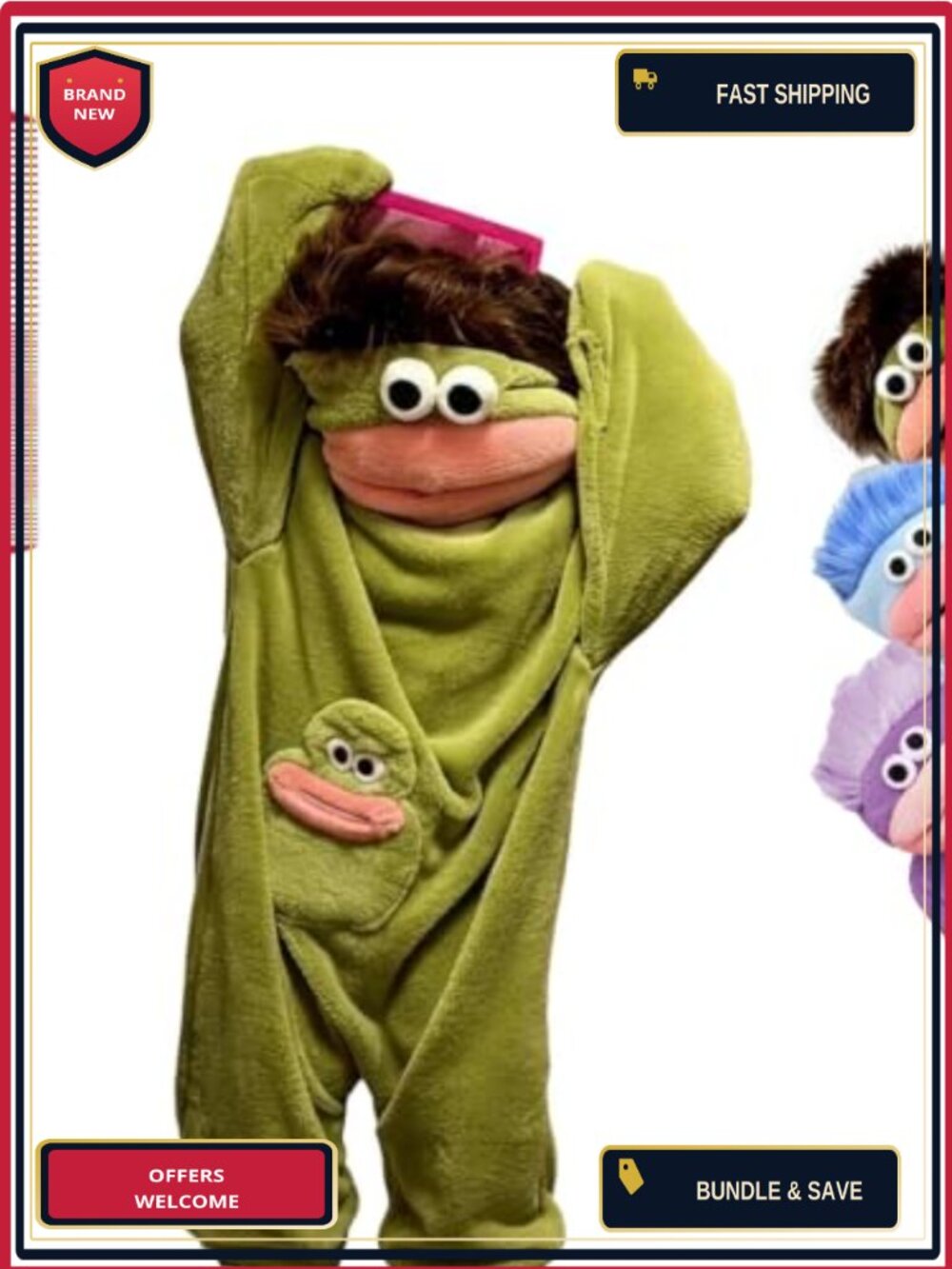 Kids Monster One-Piece Plush Costume with Giant Comb